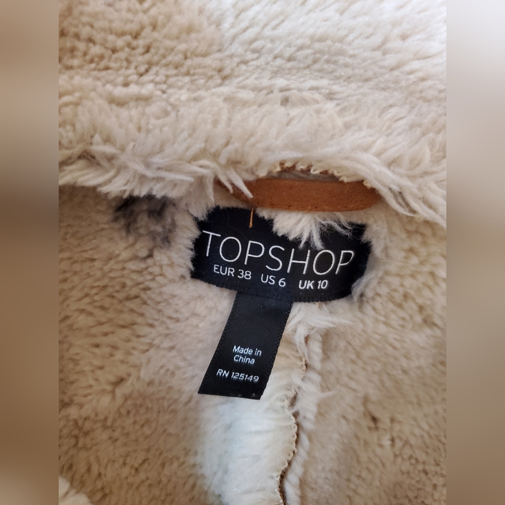 Topshop Faux Fur Shearling Tan Coat - Picture 16 of 16